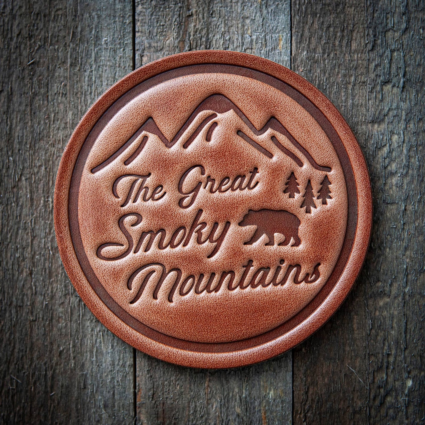 Sugarhouse Leather - Great Smoky Mountains Leather Coaster