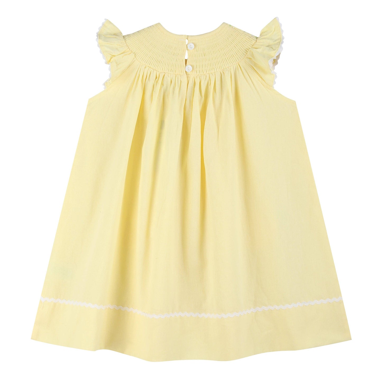 Lil Cactus - Yellow Daisy Pocketed Smocked Bishop Dress