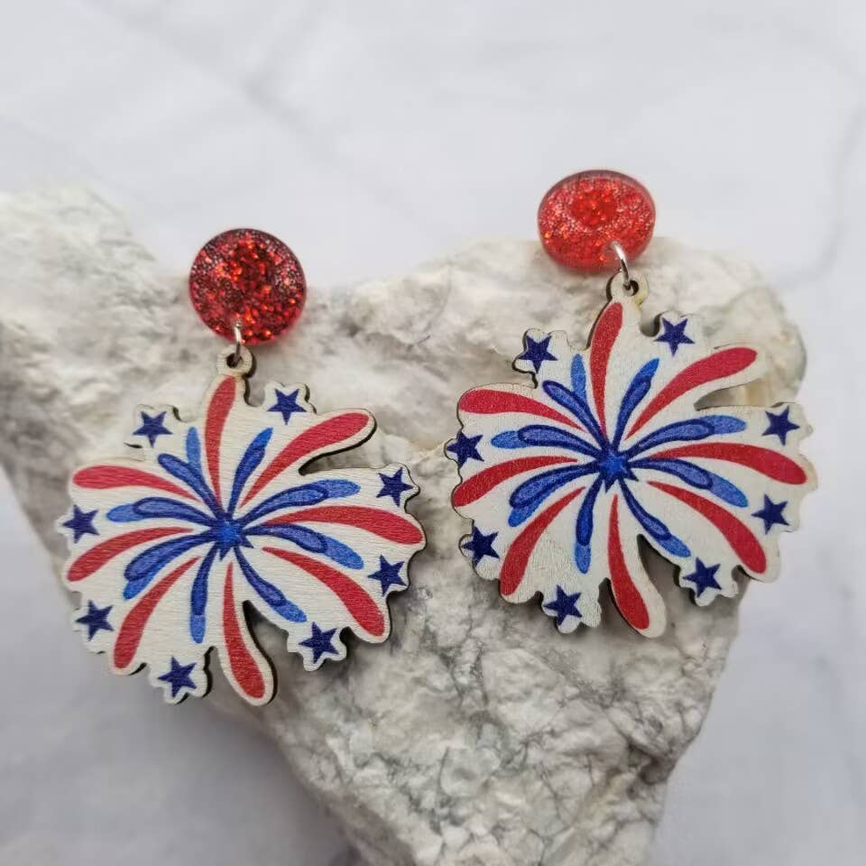 The Pretty Jewellery - 4th of July Starburst Patriotic Earrings