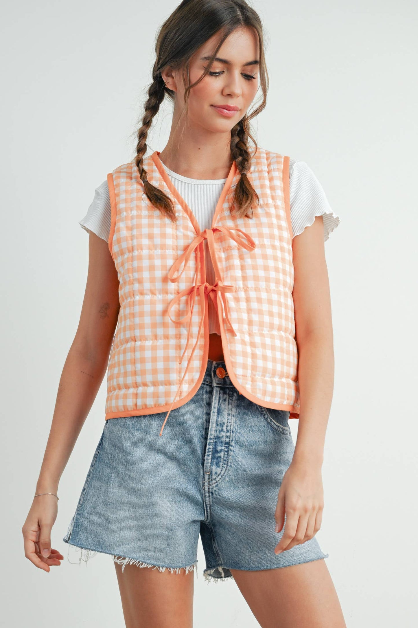 BUTTERMELON - Ribbed Front Quilted Vest - BMJ7635