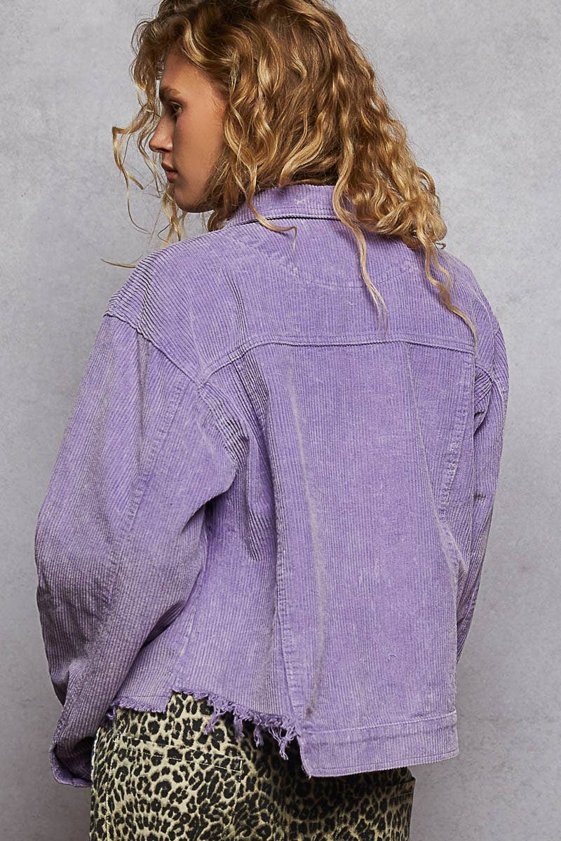Pol Clothing - Pocket Front Button Down Corduroy Trucker Jacket SALE