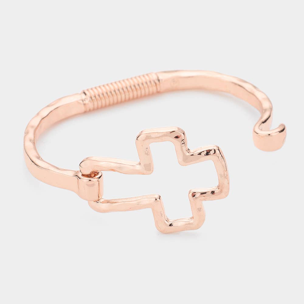 Sensibling Corp. - Hammered Open Metal Cross Hook Bracelet
