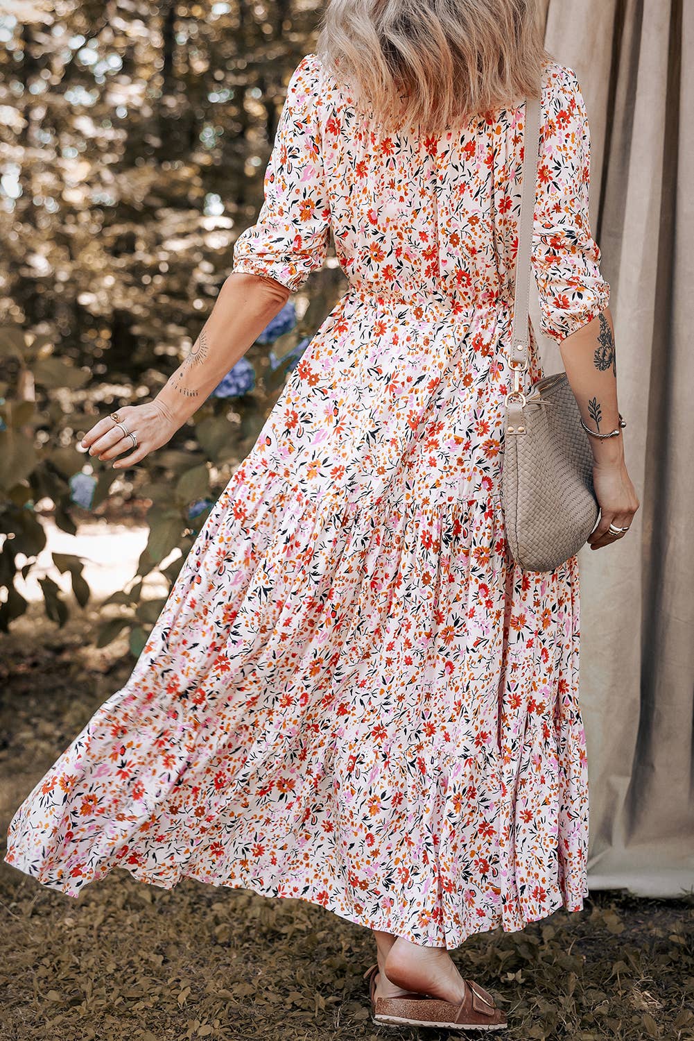 Aapparella - Boho Half Sleeve Floral V Neck Maxi Dress | S-XL