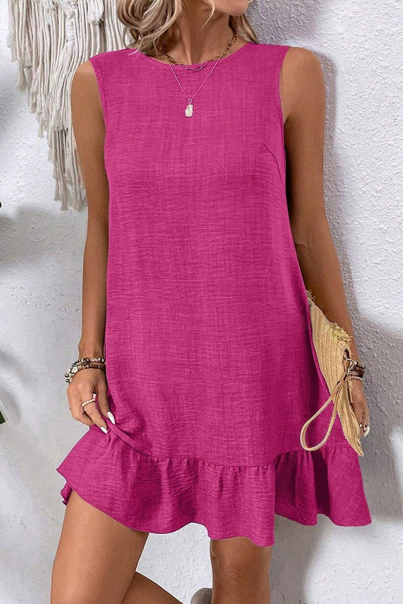 NINEXIS - CWDSD7142_RUFFLED SLEEVELESS CASUAL TANK DRESS