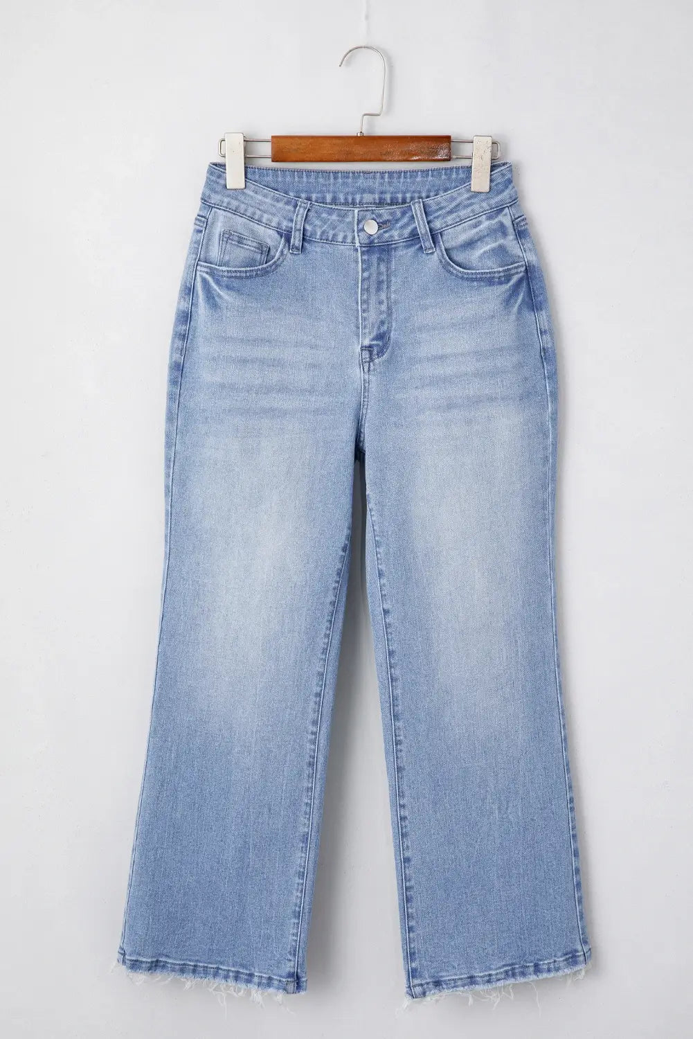 Lovesoft - Beau Blue Mineral Wash High-Waist Raw Hem Flared Jeans