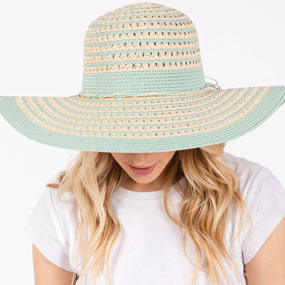 Sensibling Corp. - Striped Pattern Wide Brim Floppy Sun Hat