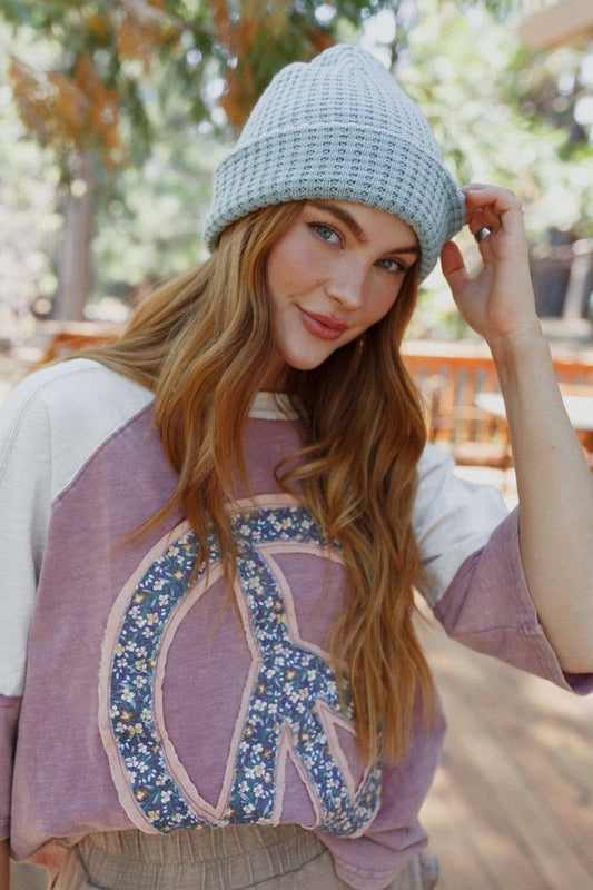 Three Bird Nest - Maybelle Waffle Beanie - Blue