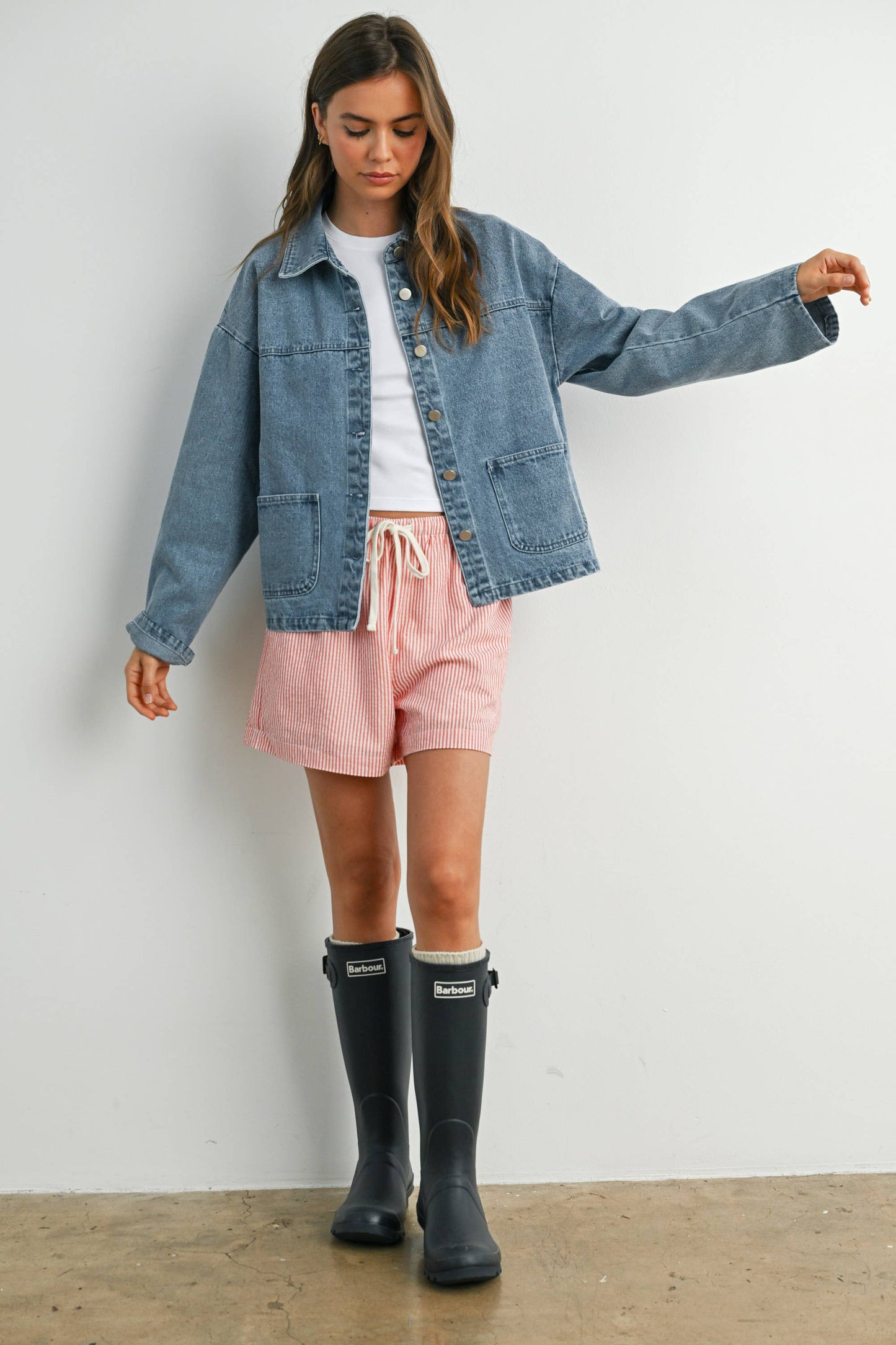 BUTTERMELON - Button-Down Jacket with Shirt Collar and Pockets - BMJ7821