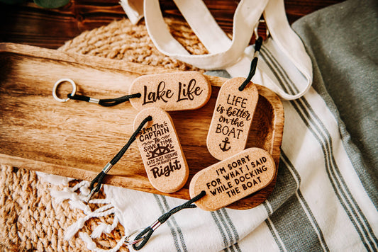 The Lillie Pad - Floating Cork Keychain Boat, Lake - One-sided design