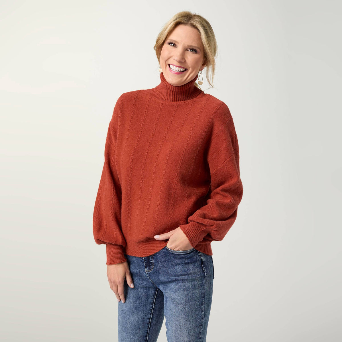 COCO + CARMEN - Heavenly-Luxe Textured Knit Turtleneck Sweater-Fall
