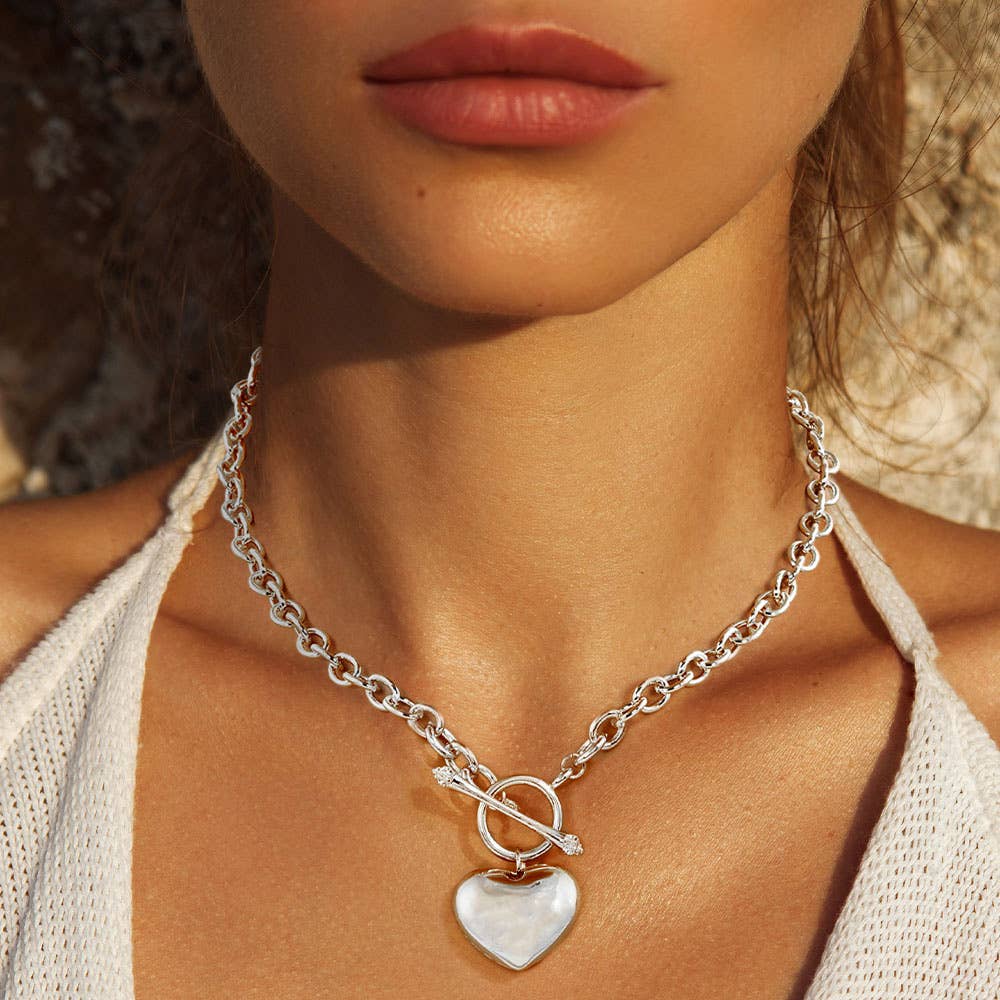 Sensibling Corp. - Gold Dipped Brass Metal Heart Pendant Toggle Necklace
