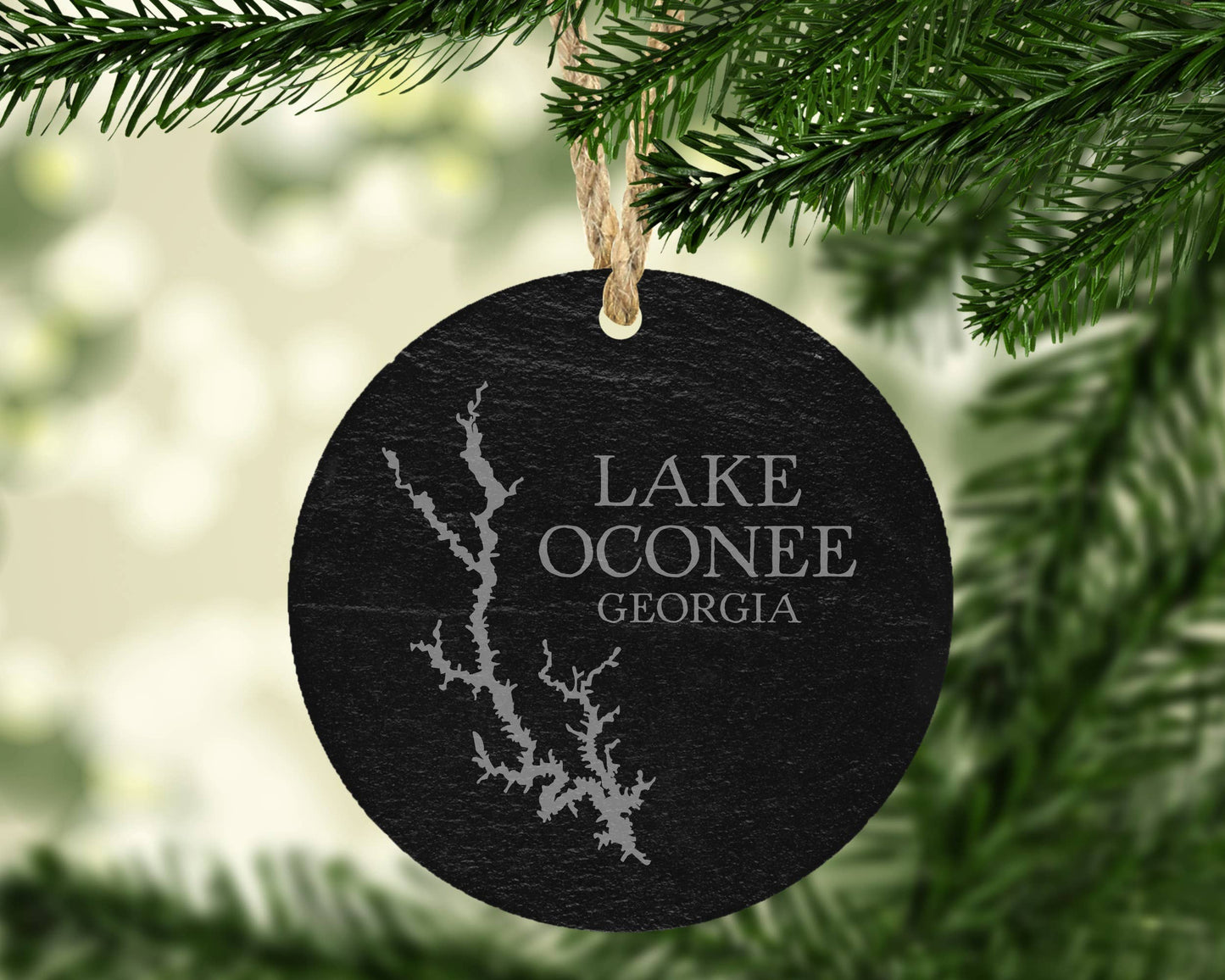 The Lillie Pad - Custom Lake Map Slate Christmas Ornament - Lake Gift