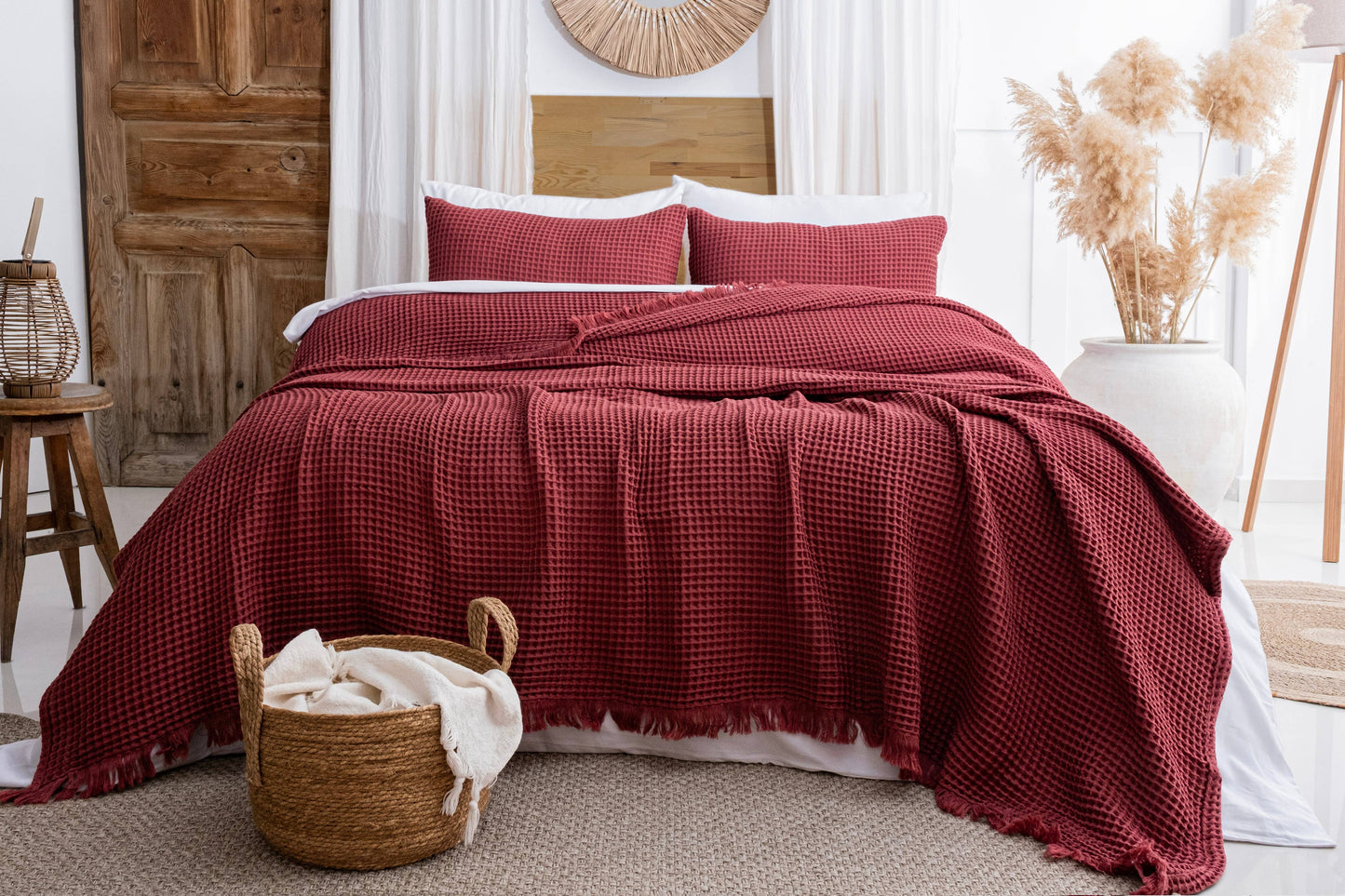 Naturloom - GOTS Certified Organic Cotton Waffle Blanket, Turkish Cotton Bedspread
