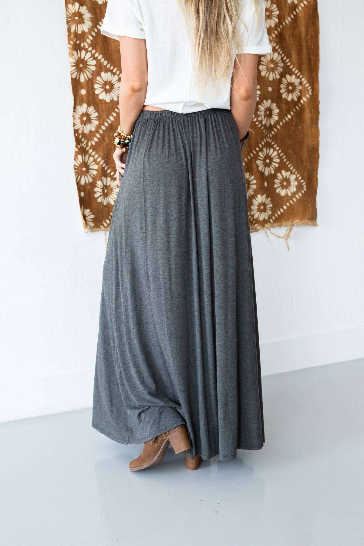 Three Bird Nest - The Perfect Pocketed Maxi Skirt - Charcoal