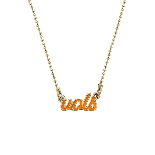 Necklace-Canvas Style - Tennessee Volunteers Enamel Script Necklace in Orange