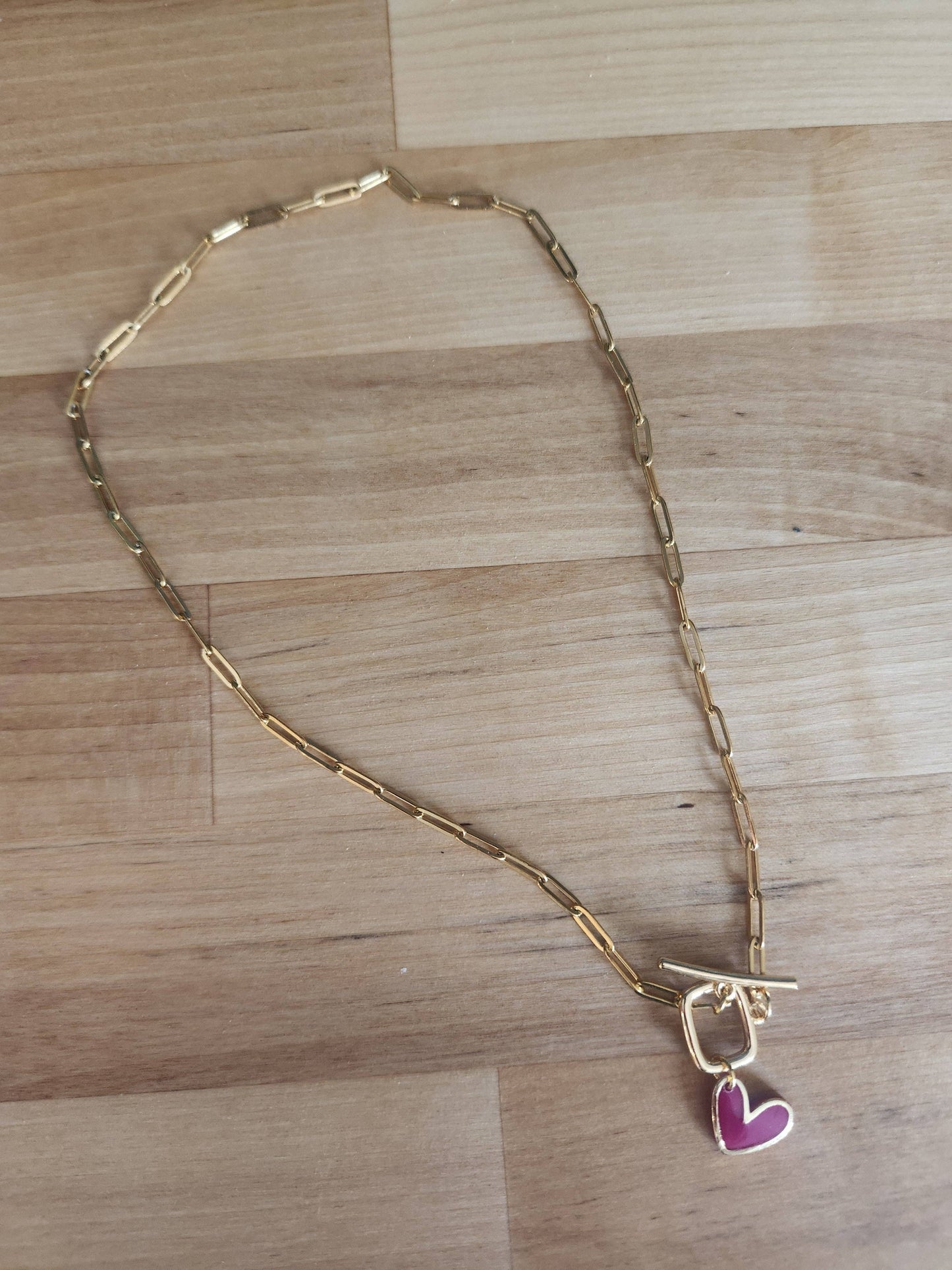 Twig & Rue boutique - Paperclip chain necklace with heart charm