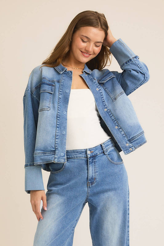 GILLI - FLAP SLEEVE TWILL JACKET