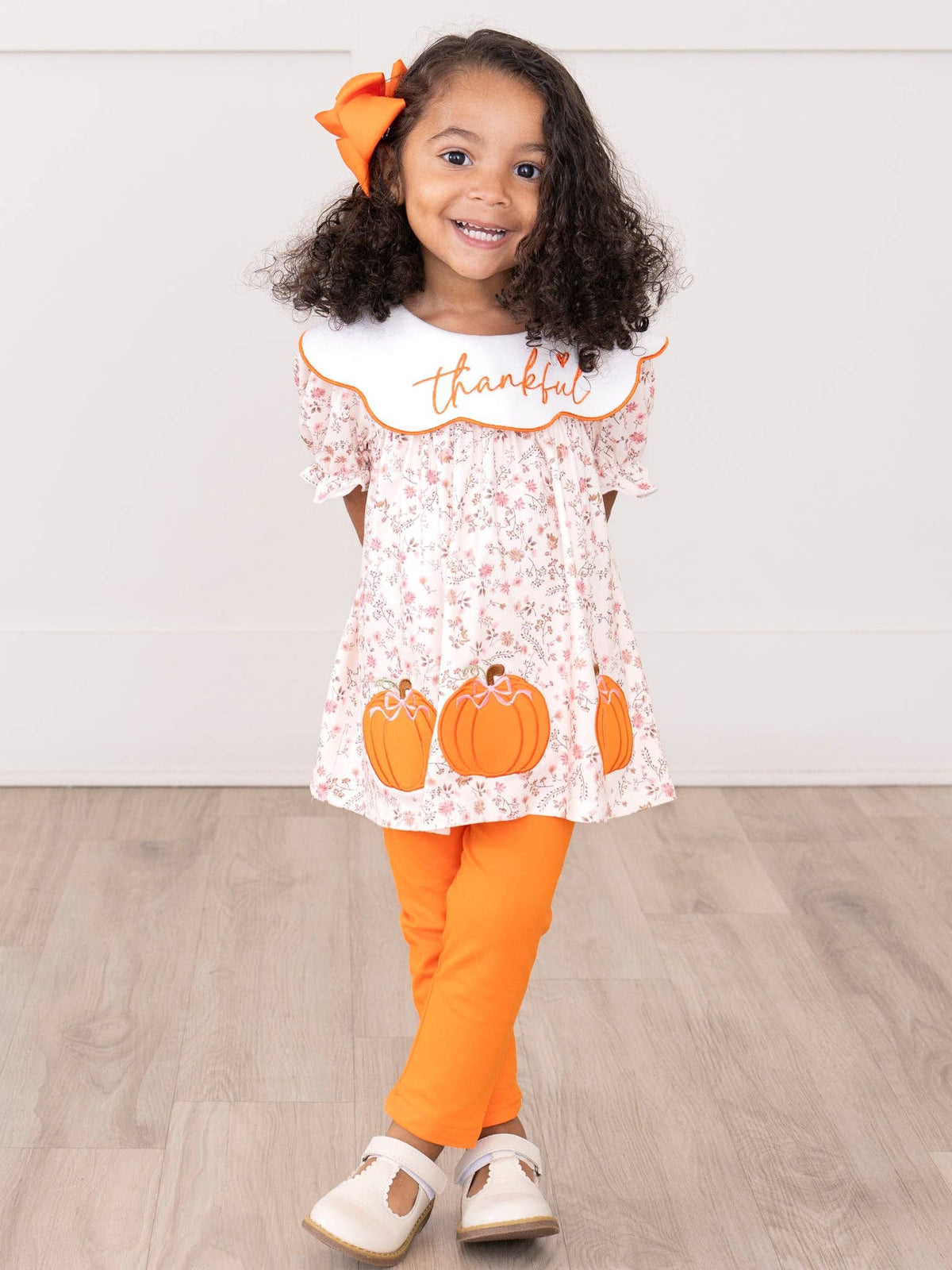 Marie Nicole Clothing - Thankful Pumpkin Embroidered Outfit