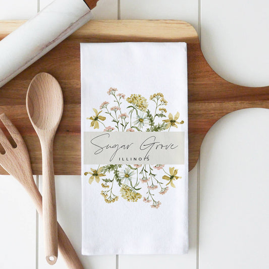 Porter Lane Home - Custom Wildflower City State Tea Towel