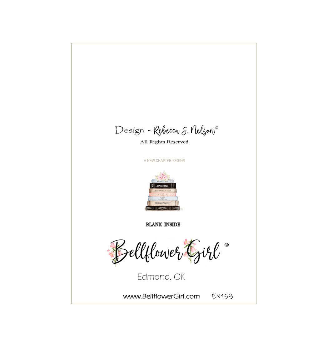 Bellflower Girl - A New Chapter Begins - Roses - Book Lover - Friendship Card