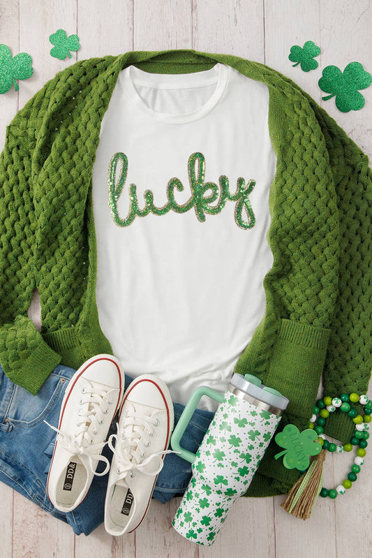 Little Daisy Closet - LDC Sequined Lucky St.Patricks Day Graphic Tee