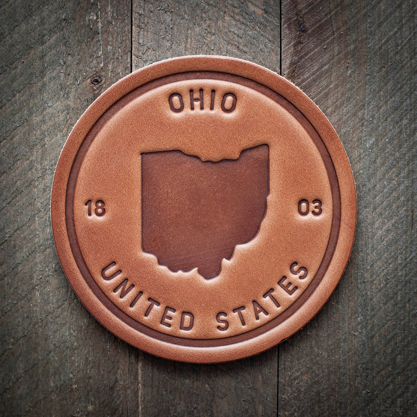 Sugarhouse Leather - Ohio State Silhouette Leather Coaster