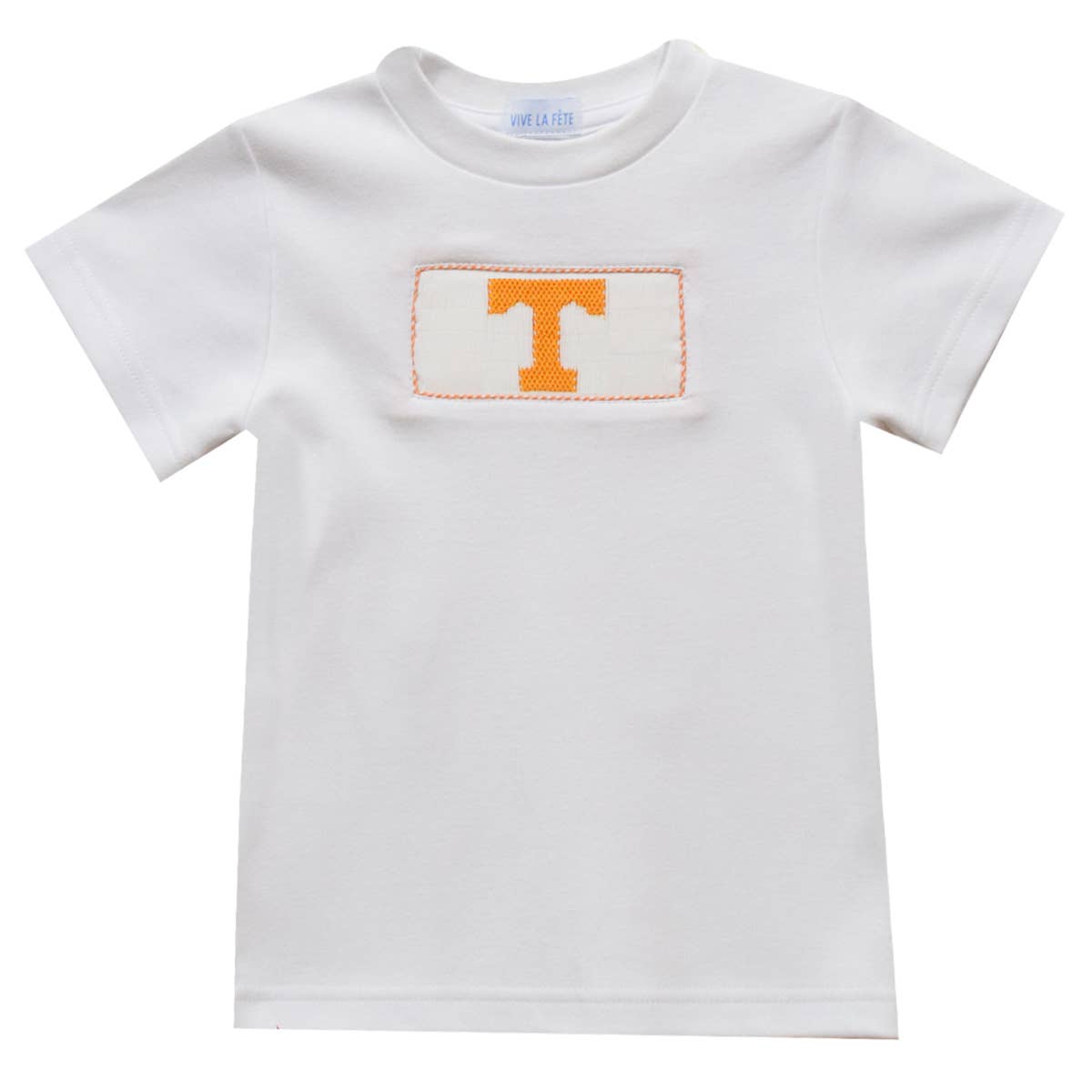 Vive La Fete - Tennessee Vols Smocked White Knit Short Sleeve Boys Tee