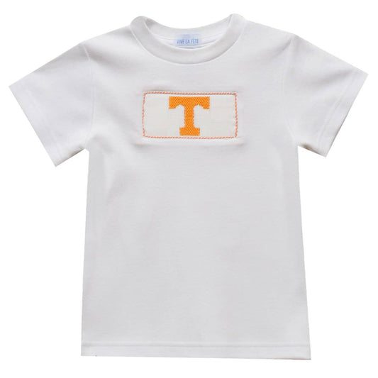 Vive La Fete - Tennessee Vols Smocked White Knit Short Sleeve Boys Tee