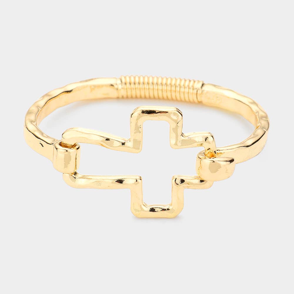 Sensibling Corp. - Hammered Open Metal Cross Hook Bracelet