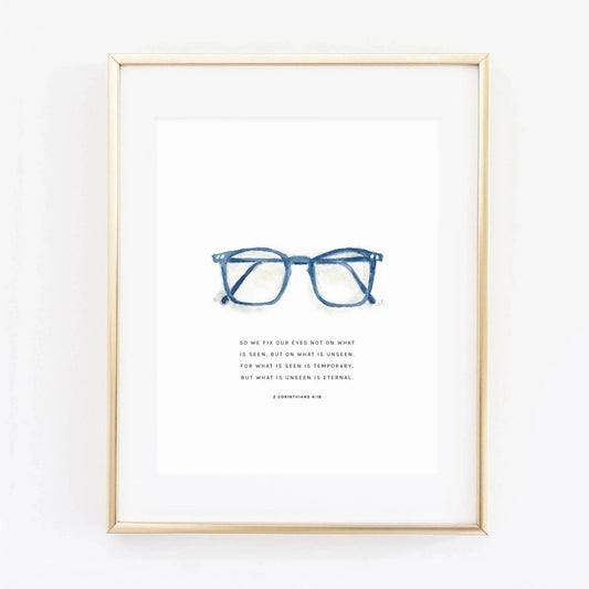 emily lex studio - 2 corinthians 4:18 glasses scripture print