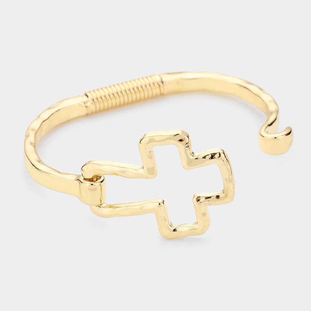 Sensibling Corp. - Hammered Open Metal Cross Hook Bracelet