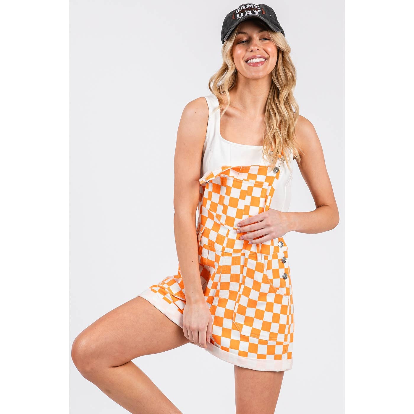 mittoshop - GAME DAY CHECKERED ROMPER BIB OVERALLS