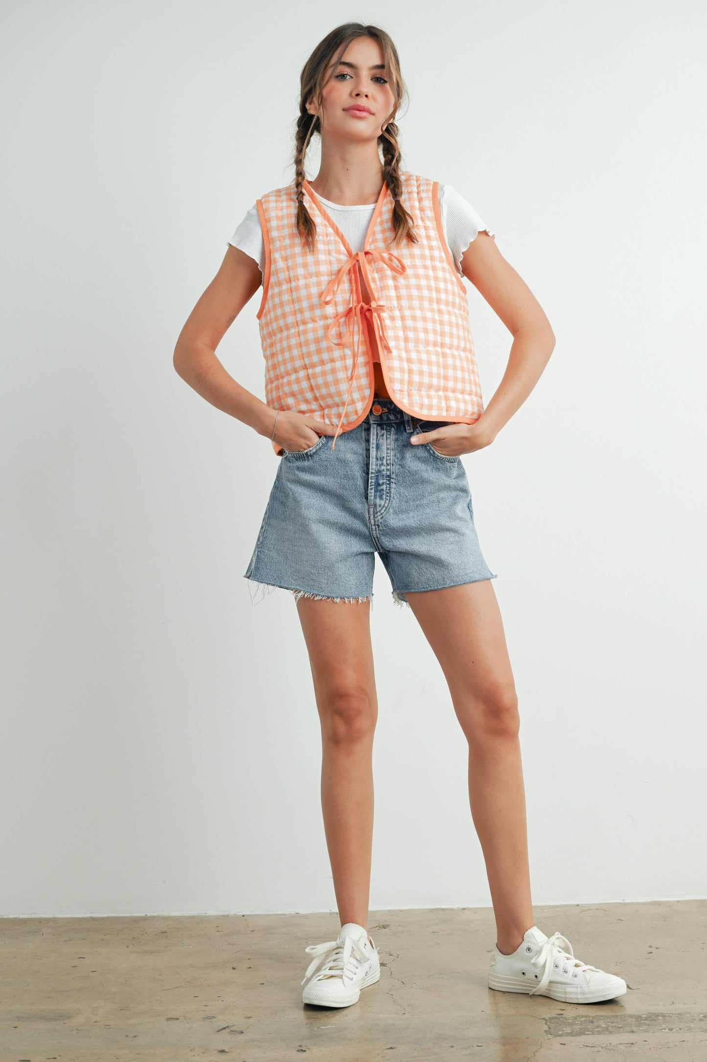 BUTTERMELON - Ribbed Front Quilted Vest - BMJ7635