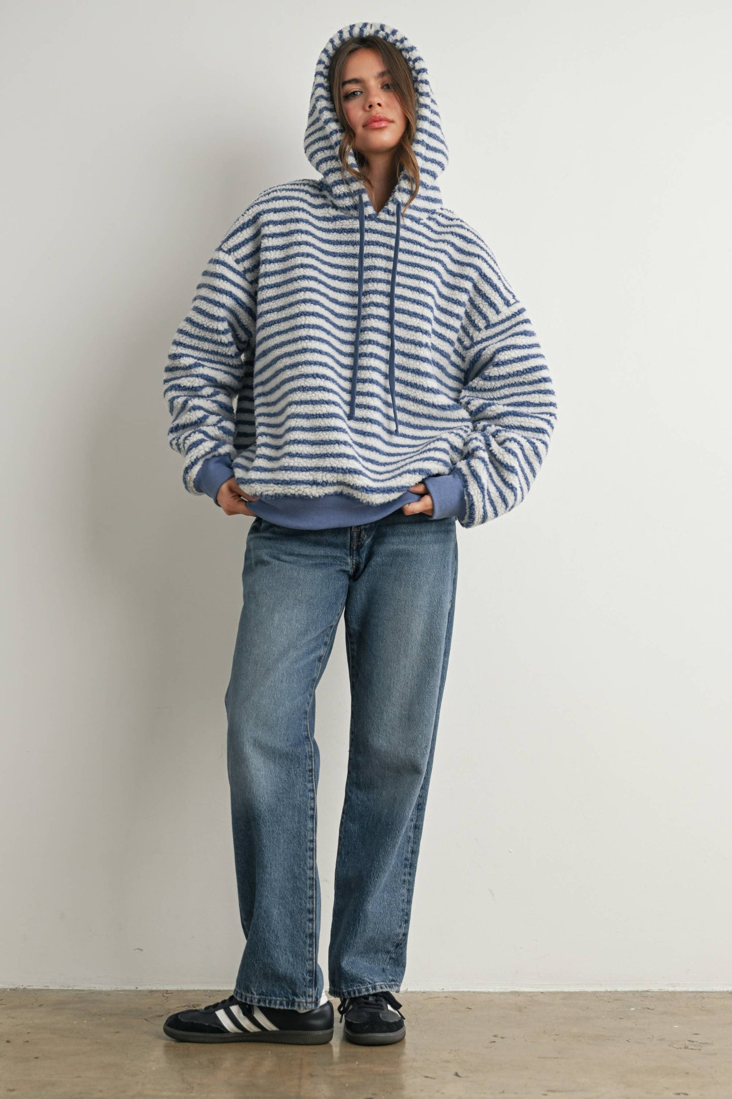 BUTTERMELON - Brushed Striped Puffy Hoodie - BMT7801