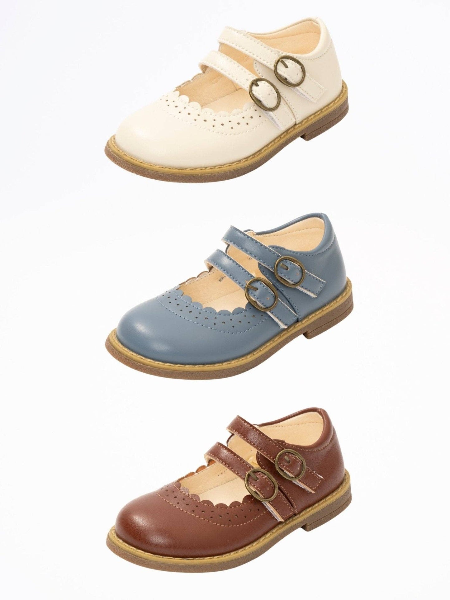 Marie Nicole Clothing - Double Buckle Mary Jane Hard Sole Shoes- Cloud White