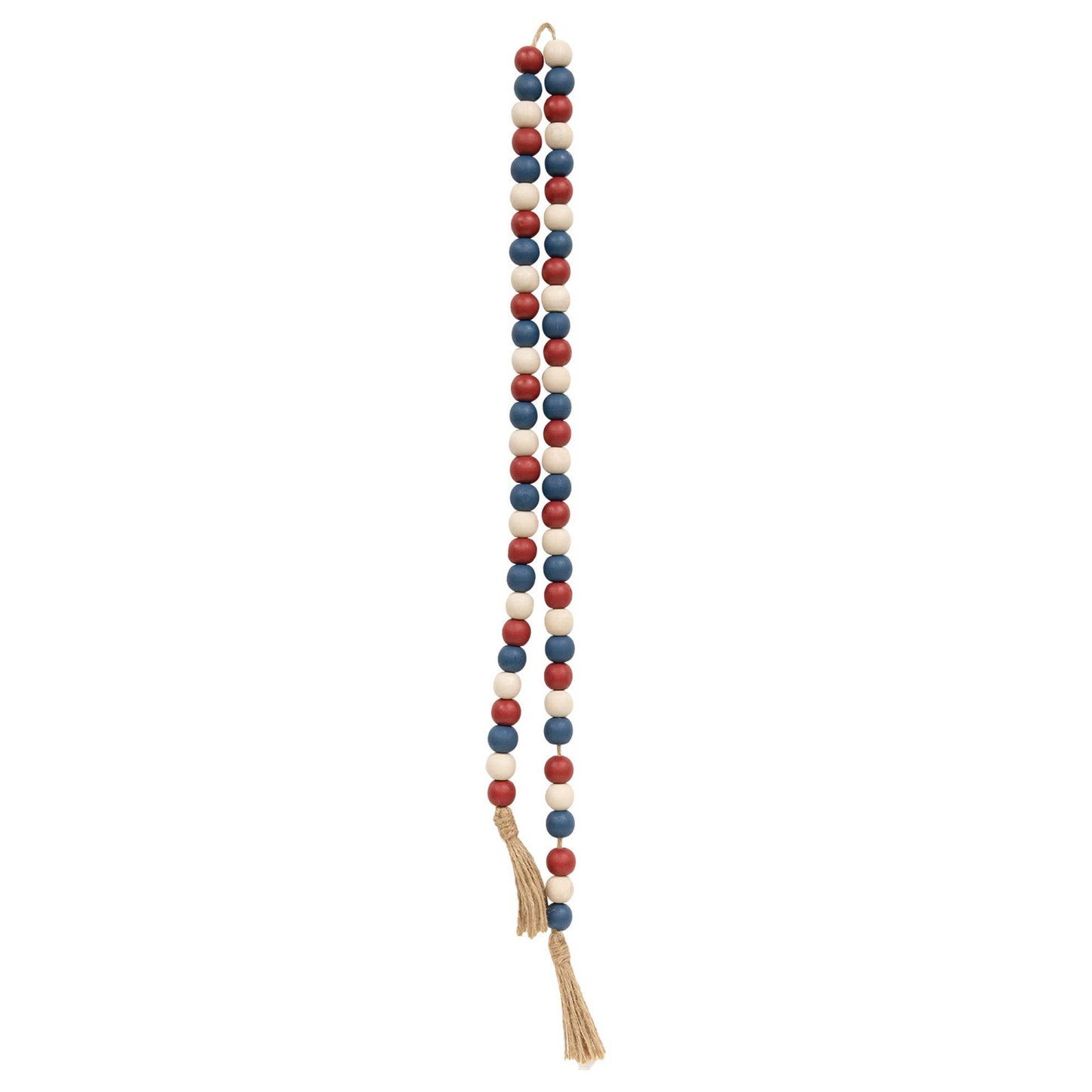 The Hearthside Collection - Red, White and Blue Bead Garland with Tassels