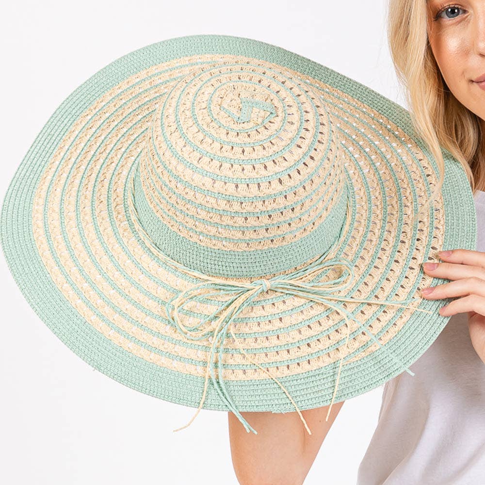 Sensibling Corp. - Striped Pattern Wide Brim Floppy Sun Hat
