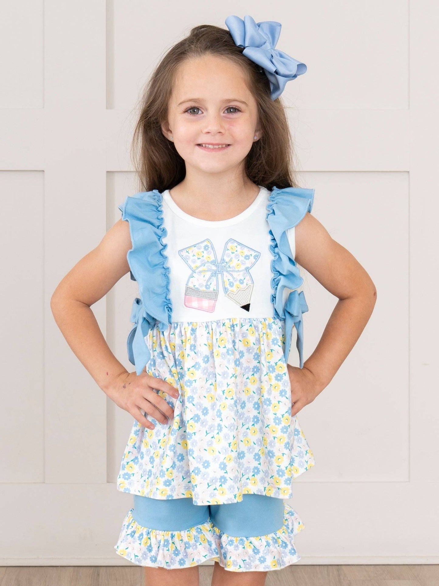 Marie Nicole Clothing - Ruffle Floral Bow Pencil Outfit