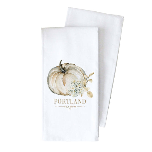 Porter Lane Home - Custom Location Floral Pumpkin Tea Towel