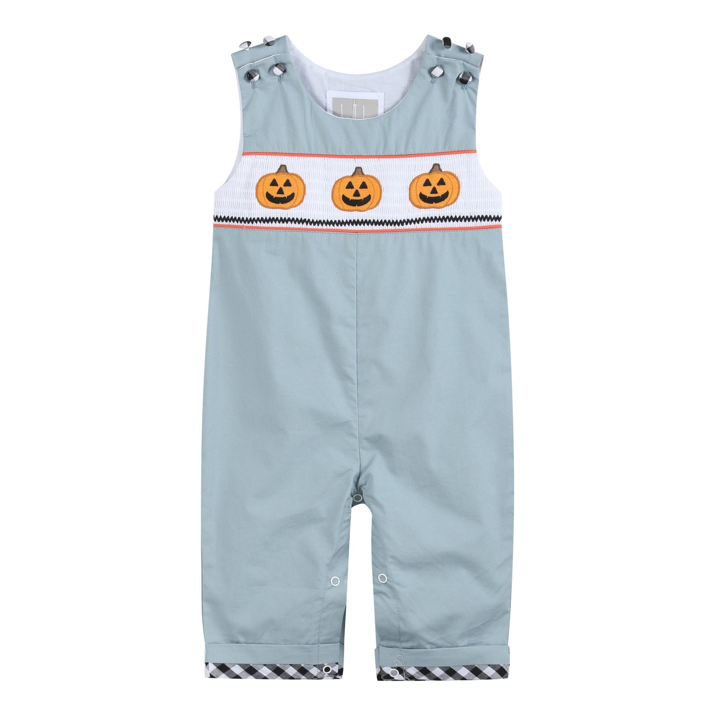 Lil Cactus - Gray Halloween Smocked Overalls