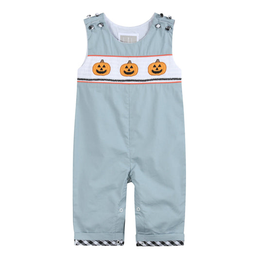 Lil Cactus - Gray Halloween Smocked Overalls