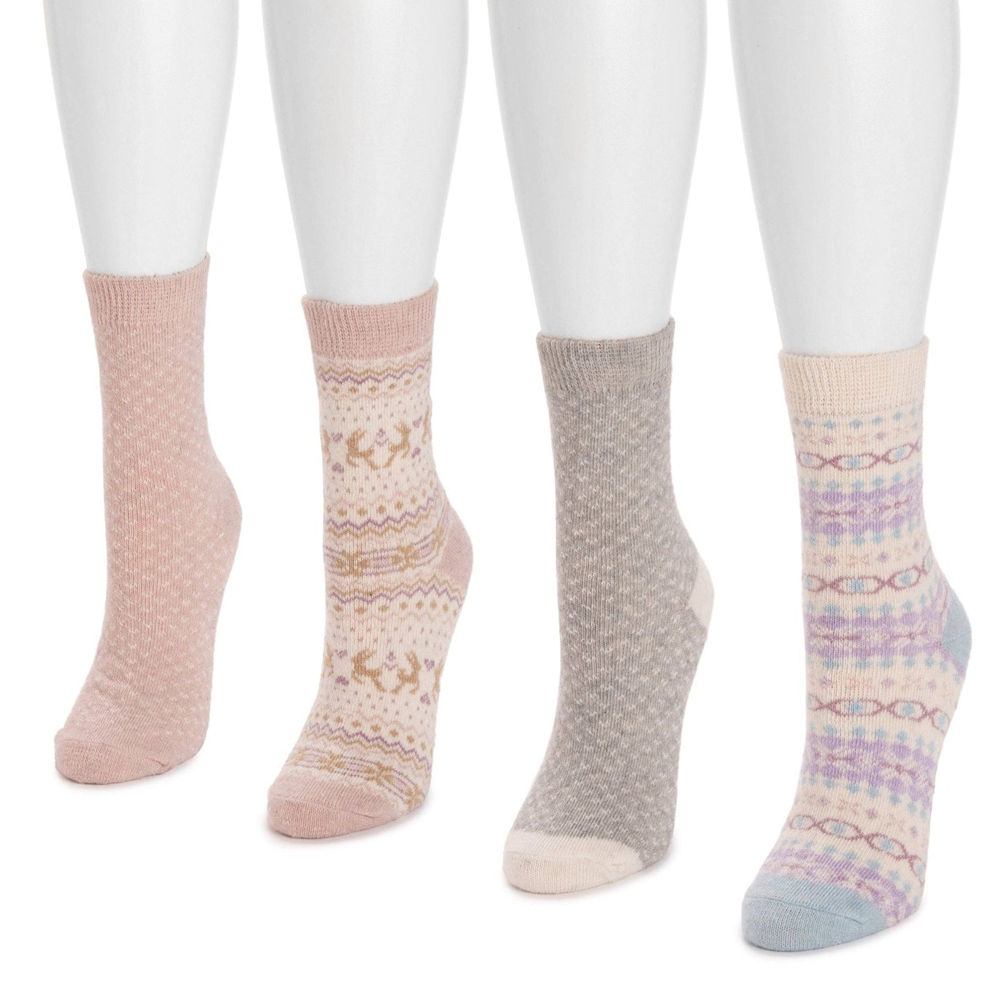 Muk Luks - MUK LUKS Women's 4 Pair Pack Patterned Crew Boot Socks
