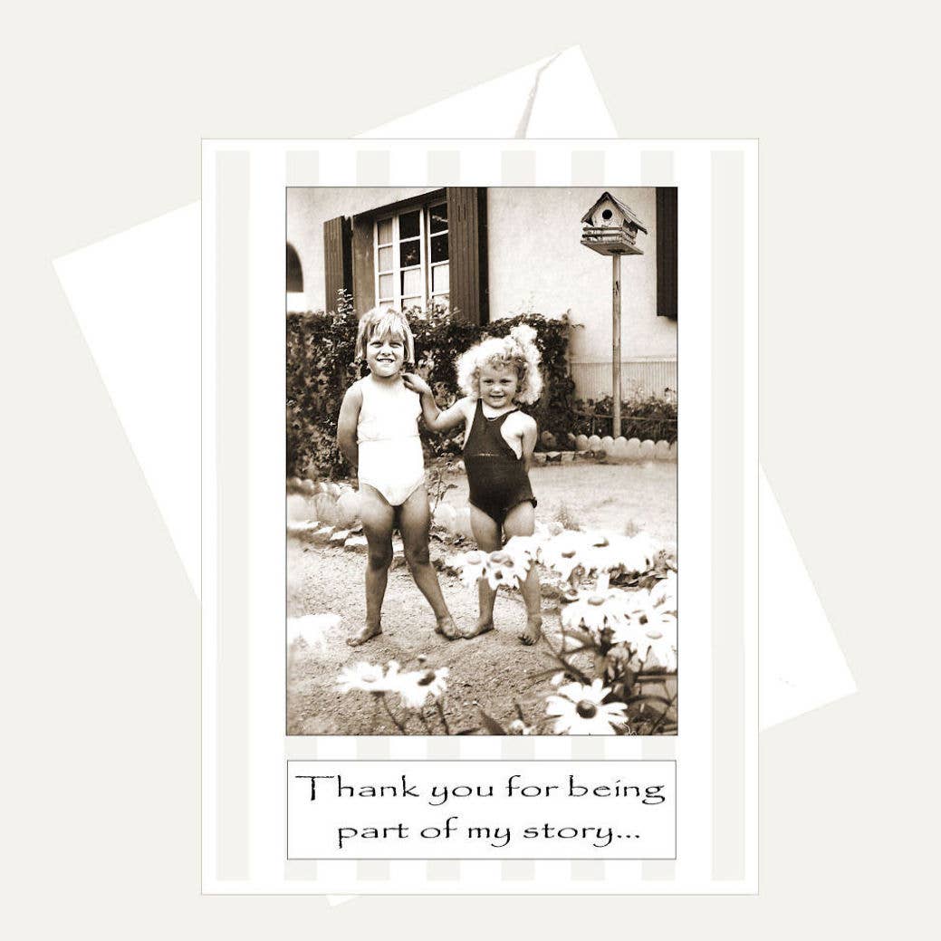Bellflower Girl - Old Photo - Thanks For Being Part of My Story - Friend Card