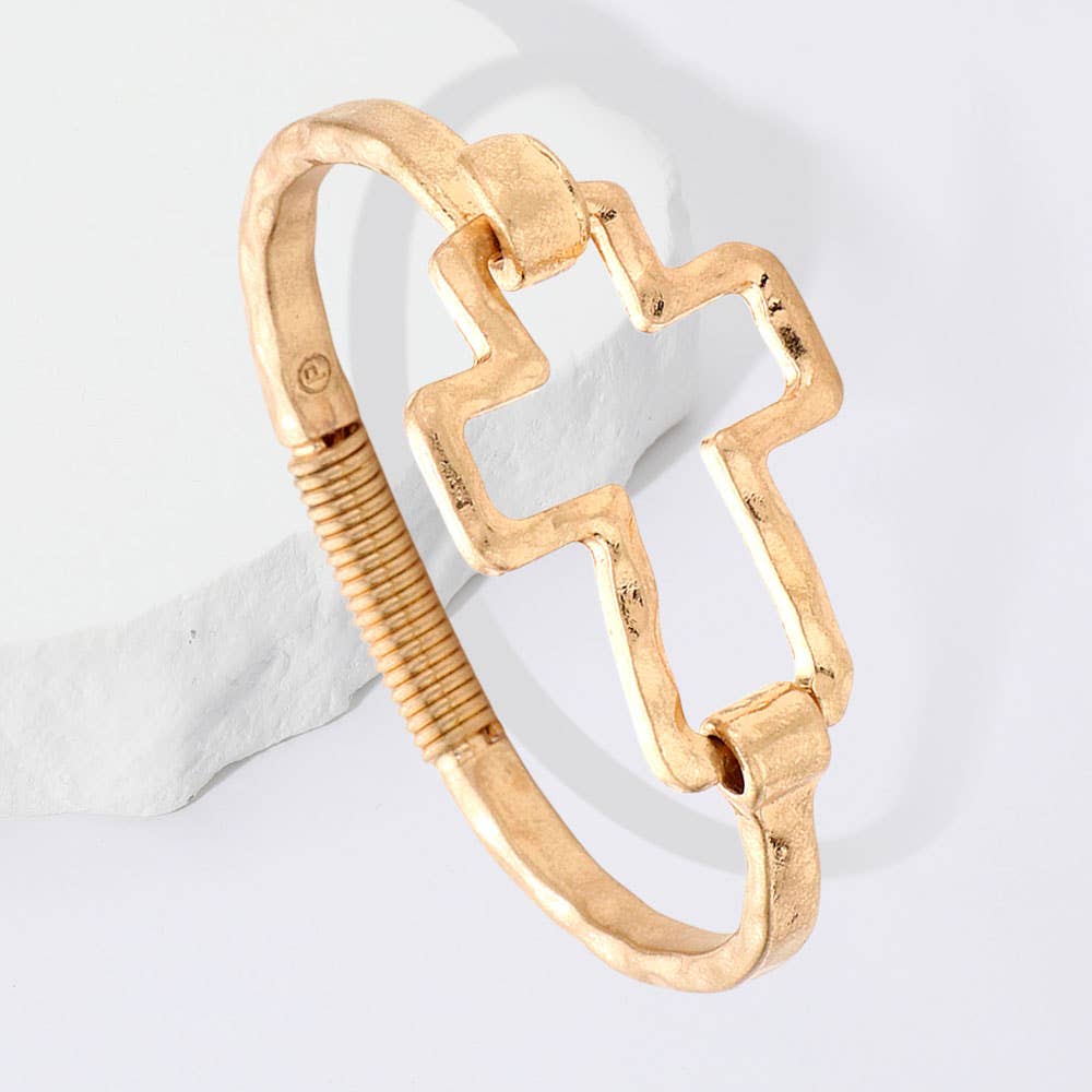 Sensibling Corp. - Hammered Open Metal Cross Hook Bracelet