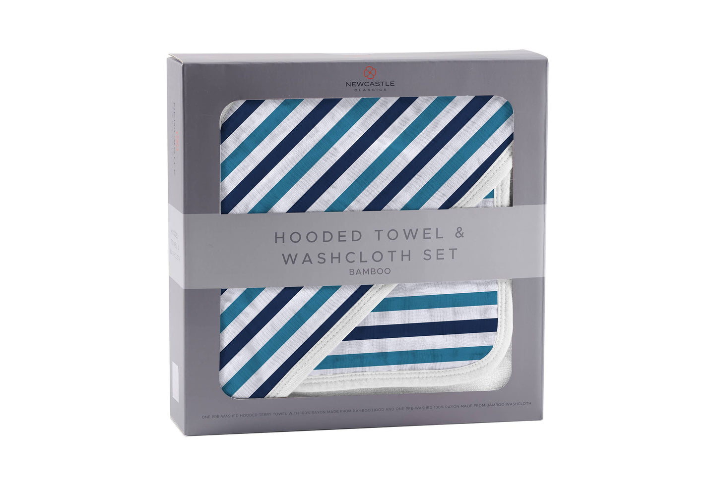 Newcastle Classics - Blue and White Stripe Hooded Towel and Washcloth Set