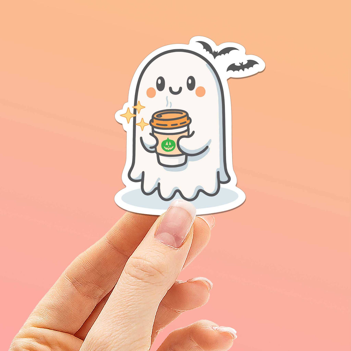 Sentinel Supply - Pumpkin Spice Coffee Ghost Halloween Sticker - Mini