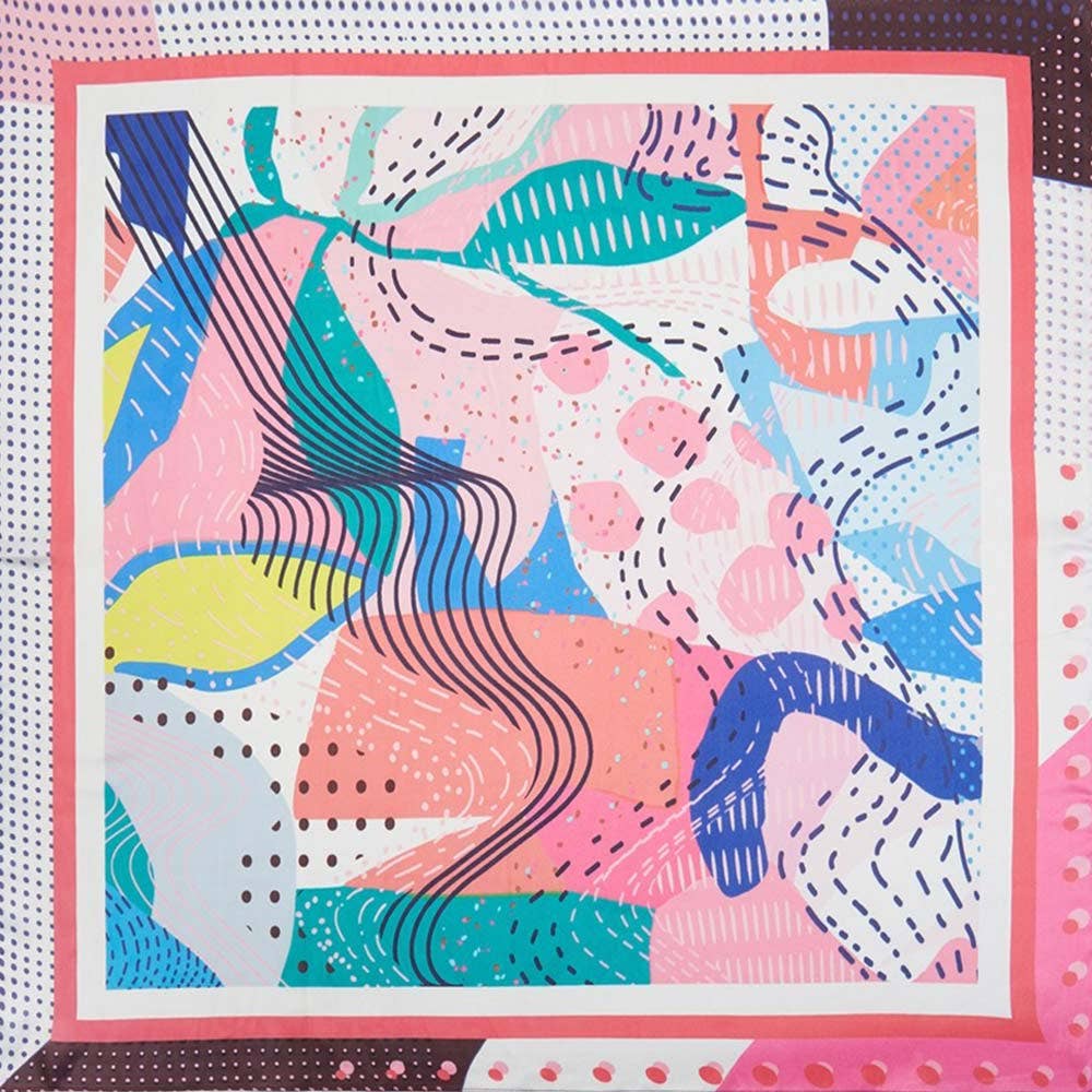 Sensibling Corp. - Abstract Collage Print Square Bandana Scarf