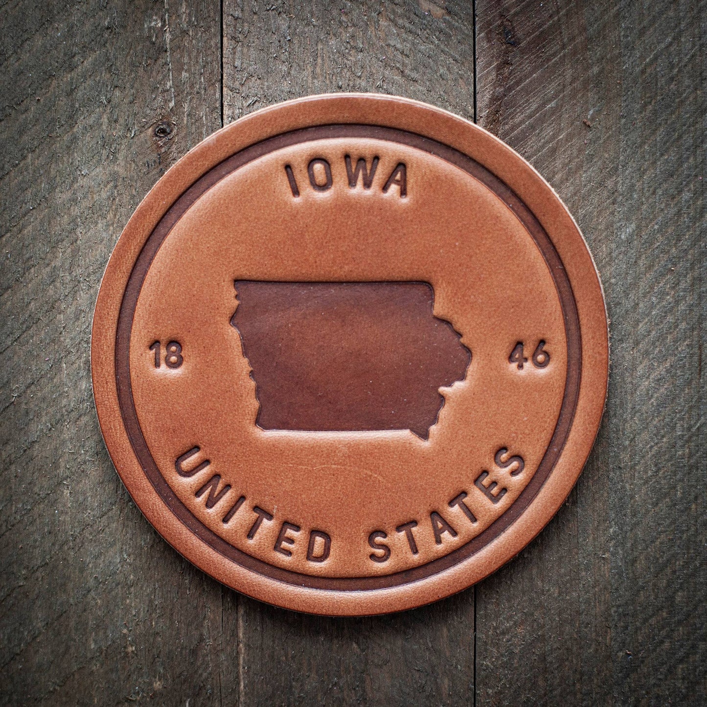 Sugarhouse Leather - Iowa State Silhouette Leather Coaster