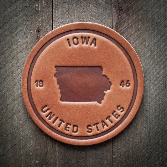 Sugarhouse Leather - Iowa State Silhouette Leather Coaster