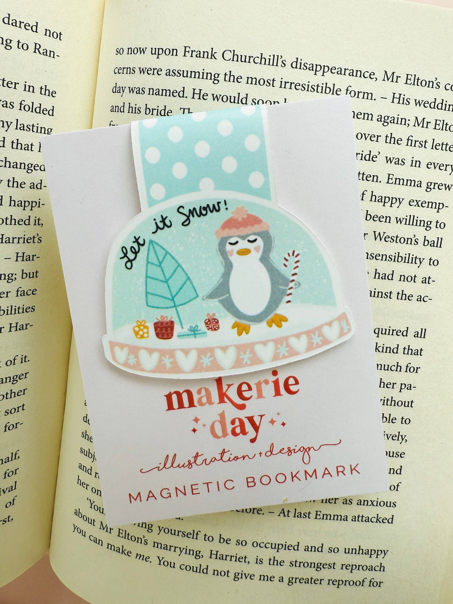Makerie Day - Penguin Snow Globe Magnetic Bookmark